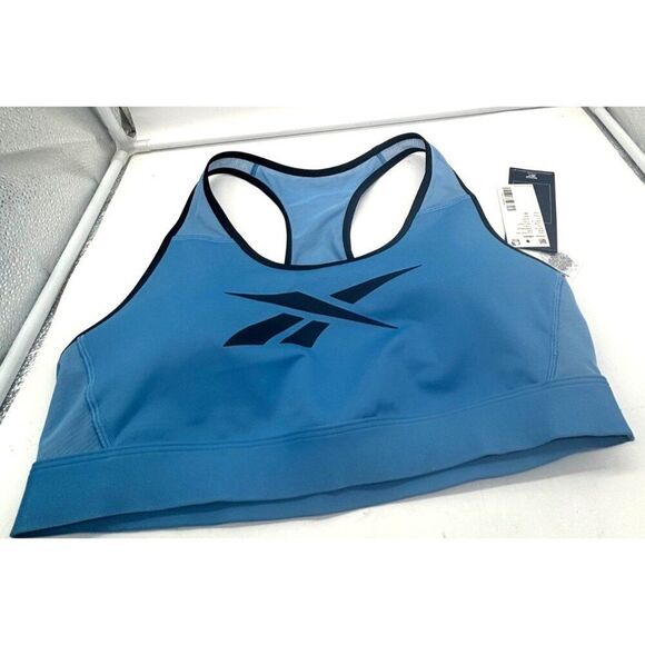 Reebok Plus Size Lux Vector Racer Sports Bra, Blue, Sz. 1X, Production Sample - Picture 7 of 8